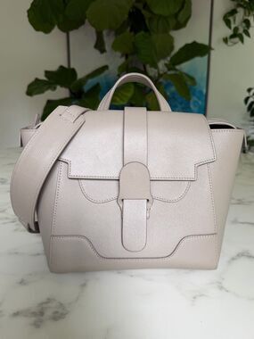SENREVE MINI MAESTRA Pebbled Leather Backpack Crossbody Satchel Bag Sand Taupe